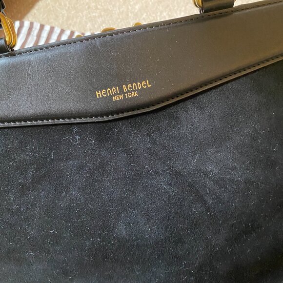 Brand new Henri Bendel Plaza Black Suede Satchel - Chic! Minimal! - Picture 3 of 7